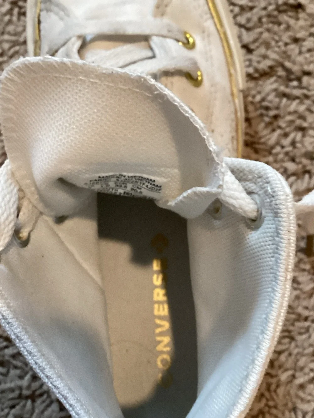 Converse Kids White High-Top Sneakers with Gold Star Details